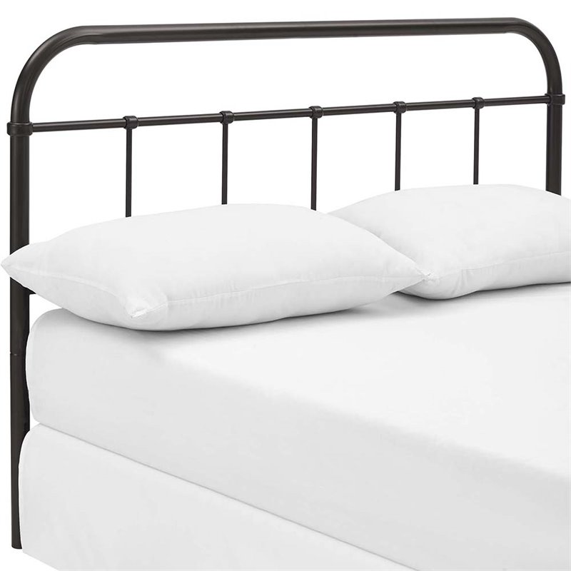 Modway Serena Steel Metal Spindle Queen Headboard in Brown