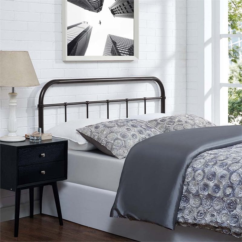 Modway Serena King Powder Coated Steel Headboard in Brown Finish
