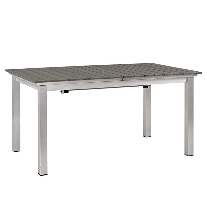 Modway Shore 5-Piece Extendable Aluminum Patio Dining Set in Silver and Black