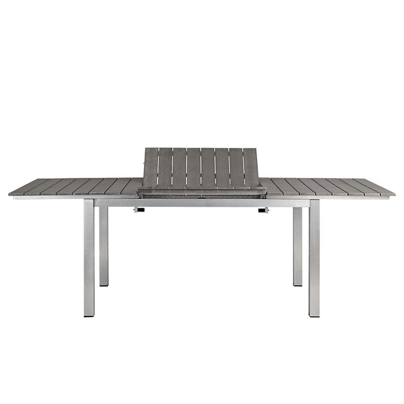 Modway Shore 5-Piece Extendable Aluminum Patio Dining Set in Silver and Black