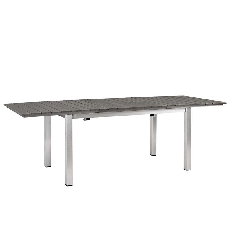 Modway Shore 5-Piece Extendable Aluminum Patio Dining Set in Silver and Black