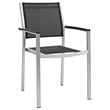 Modway Shore 5-Piece Extendable Aluminum Patio Dining Set in Silver and Black