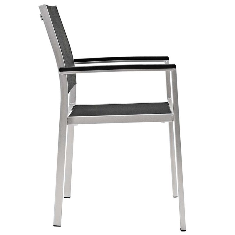 Modway Shore 5-Piece Extendable Aluminum Patio Dining Set in Silver and Black
