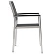 Modway Shore 5-Piece Extendable Aluminum Patio Dining Set in Silver and Black