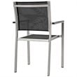 Modway Shore 5-Piece Extendable Aluminum Patio Dining Set in Silver and Black