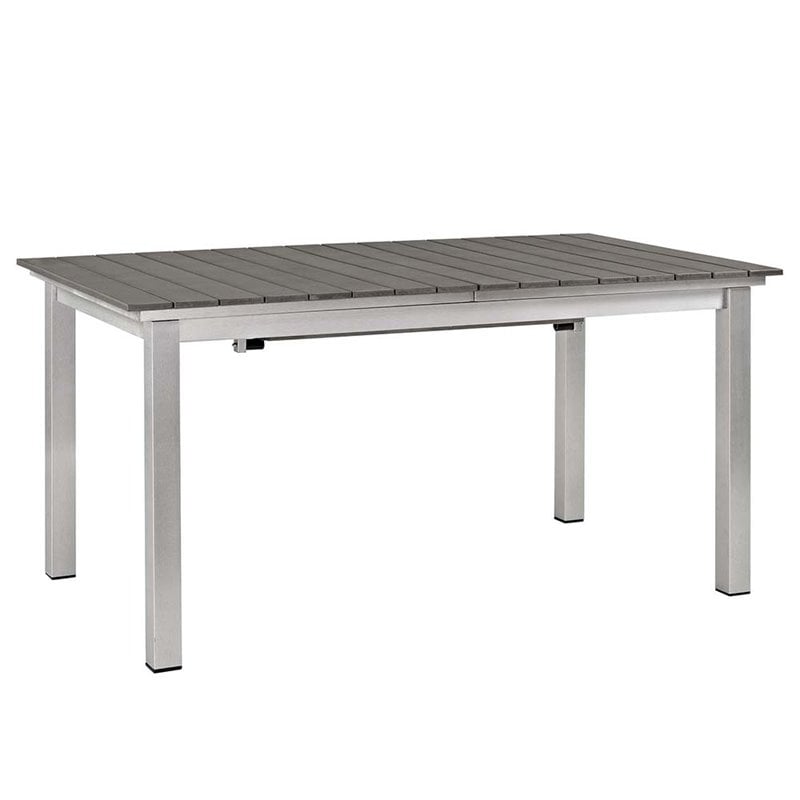 Modway Shore 7-Piece Extendable Aluminum Patio Dining Set in Silver and Black