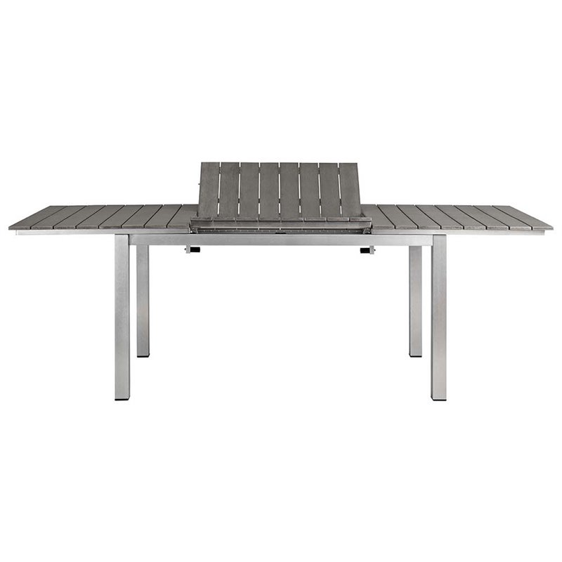 Modway Shore 7-Piece Extendable Aluminum Patio Dining Set in Silver and Black