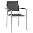 Modway Shore 7-Piece Extendable Aluminum Patio Dining Set in Silver and Black