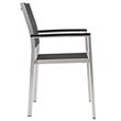 Modway Shore 7-Piece Extendable Aluminum Patio Dining Set in Silver and Black