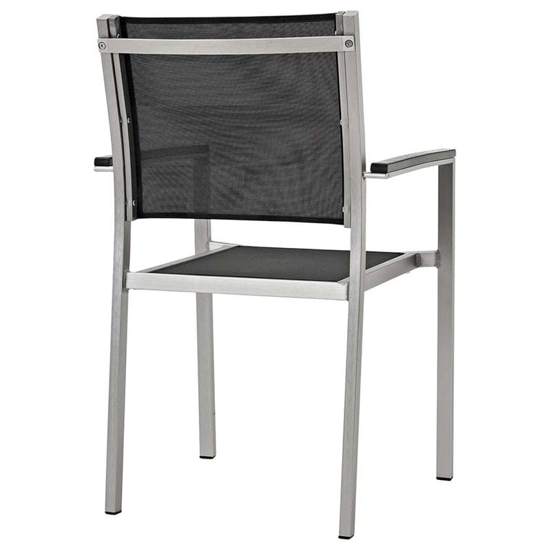Modway Shore 7-Piece Extendable Aluminum Patio Dining Set in Silver and Black