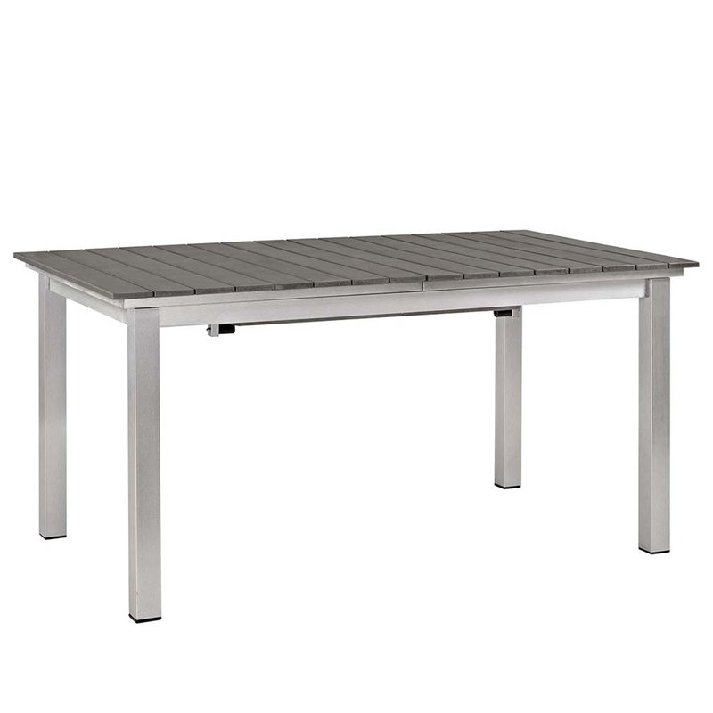 Modway Shore 9-Piece Extendable Aluminum Patio Dining Set in Silver and Black