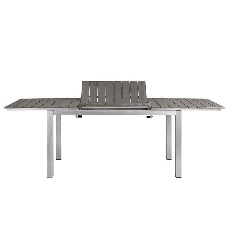 Modway Shore 9-Piece Extendable Aluminum Patio Dining Set in Silver and Black