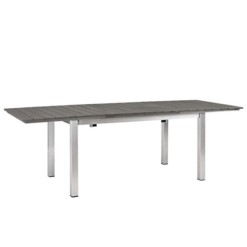 Modway Shore 9-Piece Extendable Aluminum Patio Dining Set in Silver and Black