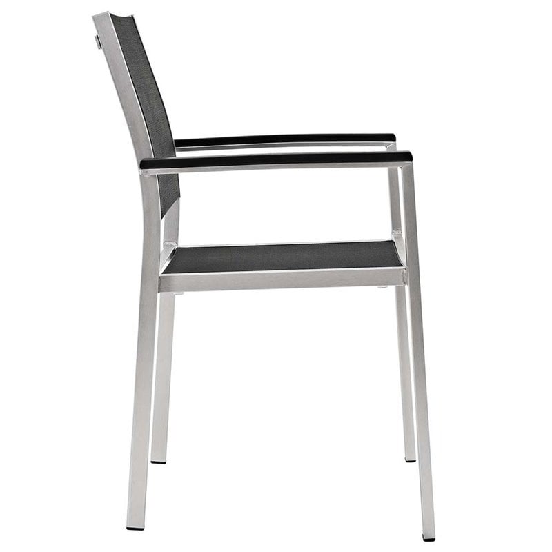 Modway Shore 9-Piece Extendable Aluminum Patio Dining Set in Silver and Black