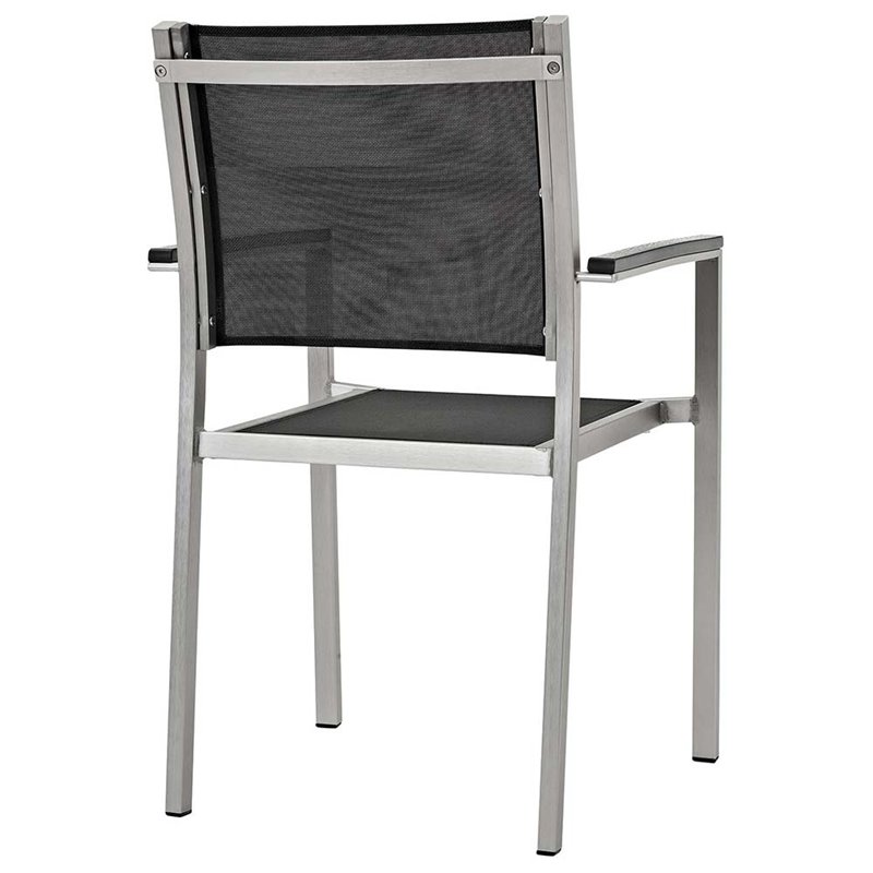 Modway Shore 9-Piece Extendable Aluminum Patio Dining Set in Silver and Black