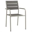 Modway Shore 5-Piece Extendable Aluminum Patio Dining Set in Silver and Gray