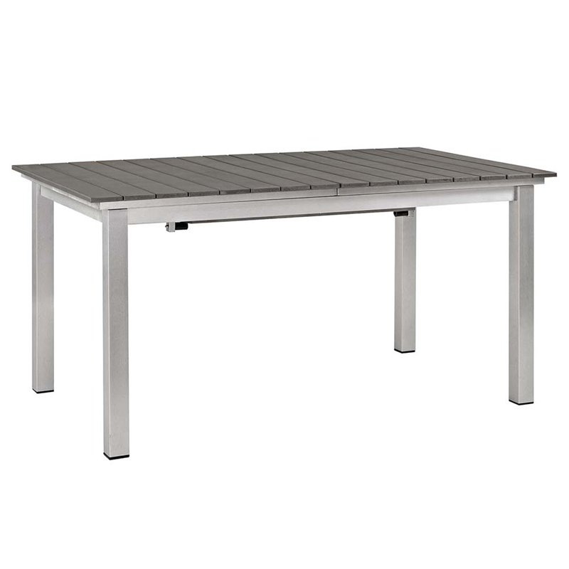 Modway Shore 7-Piece Extendable Aluminum Patio Dining Set in Silver and Gray