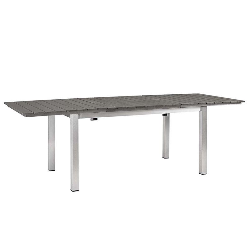 Modway Shore 7-Piece Extendable Aluminum Patio Dining Set in Silver and Gray
