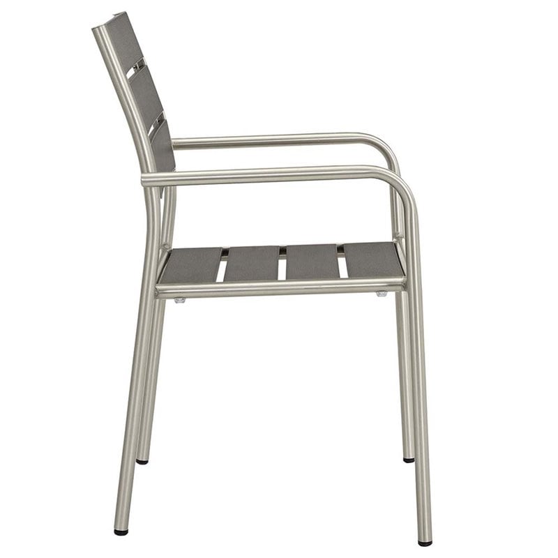 Modway Shore 7-Piece Extendable Aluminum Patio Dining Set in Silver and Gray