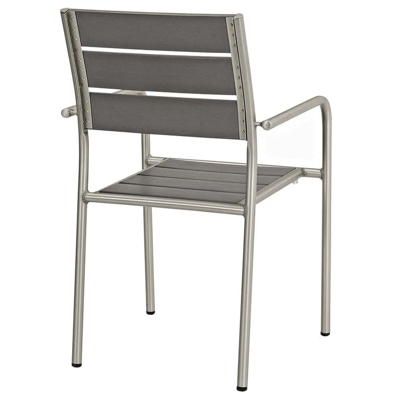 Modway Shore 7-Piece Extendable Aluminum Patio Dining Set in Silver and Gray