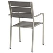 Modway Shore 7-Piece Extendable Aluminum Patio Dining Set in Silver and Gray