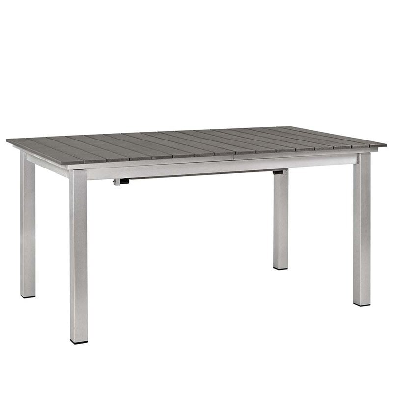 Modway Shore 9-Piece Extendable Aluminum Patio Dining Set in Silver and Gray