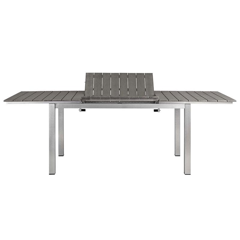 Modway Shore 9-Piece Extendable Aluminum Patio Dining Set in Silver and Gray