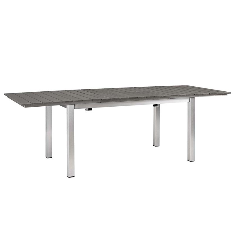 Modway Shore 9-Piece Extendable Aluminum Patio Dining Set in Silver and Gray