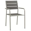 Modway Shore 9-Piece Extendable Aluminum Patio Dining Set in Silver and Gray