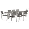 Modway Shore 9-Piece Extendable Aluminum Patio Dining Set in Silver and Gray