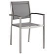 Modway Shore Fabric Aluminum Patio Dining Arm Chair in Silver/Gray (Set of 2)