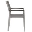Modway Shore Fabric Aluminum Patio Dining Arm Chair in Silver/Gray (Set of 2)
