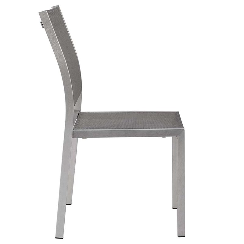 Modway Shore Fabric and Aluminum Outdoor Patio Dining Side Chair in Silver/Gray