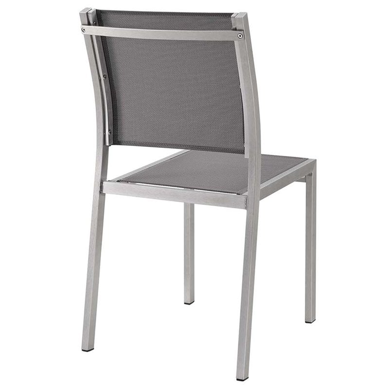 Modway Shore Fabric and Aluminum Outdoor Patio Dining Side Chair in Silver/Gray