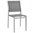Modway Shore Fabric and Aluminum Outdoor Patio Dining Side Chair in Silver/Gray