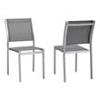 Modway Shore Aluminum Fabric Patio Dining Side Chairs in Silver/Gray (Set of 2)