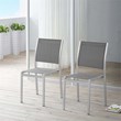 Modway Shore Aluminum Fabric Patio Dining Side Chairs in Silver/Gray (Set of 2)