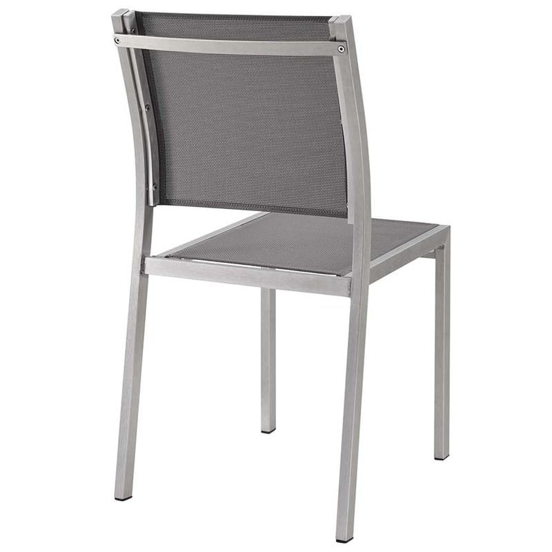 Modway Shore Aluminum Fabric Patio Dining Side Chairs in Silver/Gray (Set of 2)