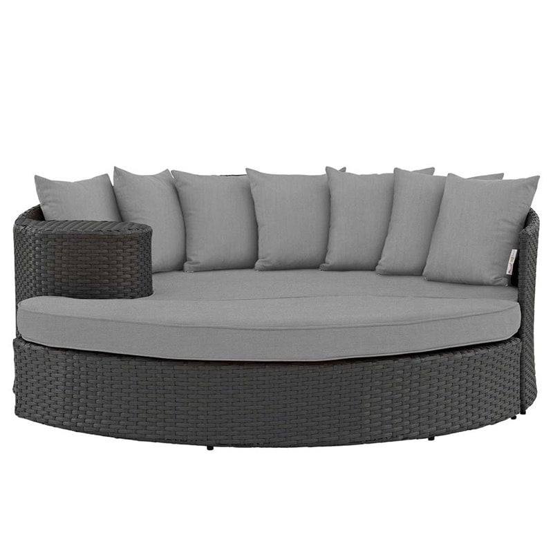 Modway Sojourn Aluminum and Rattan Patio Daybed in Canvas/Gray