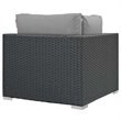 Modway Sojourn Aluminum Fabric and Rattan Patio Corner Sofa Chair in Canvas/Gray
