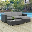Modway Sojourn 3-Piece Aluminum Rattan Patio Sectional Set in Canvas/Gray