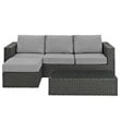 Modway Sojourn 3-Piece Aluminum Rattan Patio Sectional Set in Canvas/Gray