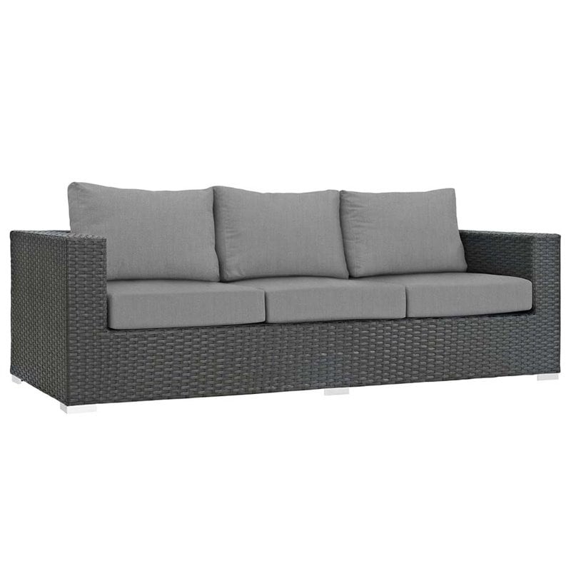 Modway Sojourn 3-Piece Aluminum Rattan Patio Sectional Set in Canvas/Gray
