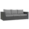 Modway Sojourn 3-Piece Aluminum Rattan Patio Sectional Set in Canvas/Gray