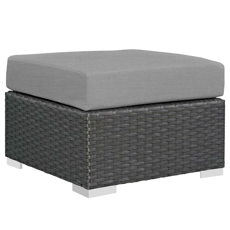 Modway Sojourn 3-Piece Aluminum Rattan Patio Sectional Set in Canvas/Gray