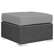 Modway Sojourn 3-Piece Aluminum Rattan Patio Sectional Set in Canvas/Gray