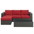 Modway Sojourn 3-Piece Aluminum Rattan Patio Sectional Set in Canvas/Red