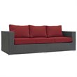 Modway Sojourn 3-Piece Aluminum Rattan Patio Sectional Set in Canvas/Red