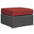Modway Sojourn 3-Piece Aluminum Rattan Patio Sectional Set in Canvas/Red