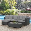 Modway Sojourn 5-Piece Aluminum and Rattan Patio Sectional Set in Canvas/Gray